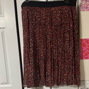 EVRI Red and Black Animal Print Midi Skirt